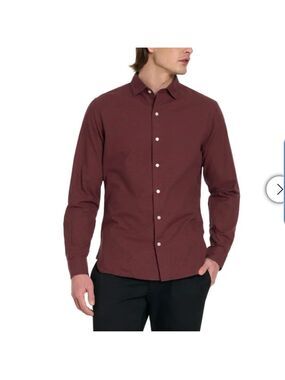 Ted Baker Long Sleeve Button Up Shirt Men XL Deep Red